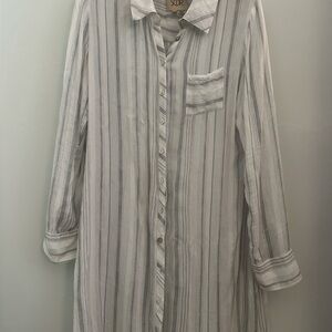 Chaser Striped Button-Up Shirt Dress M NWOT